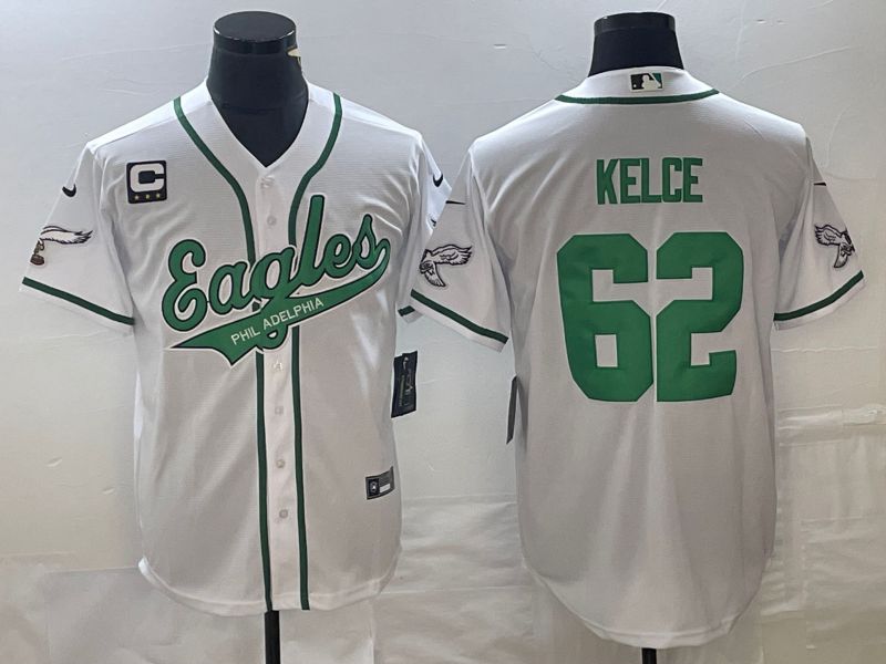 Men Philadelphia Eagles 62 Kelce White Co Branding Game NFL Jersey style 1